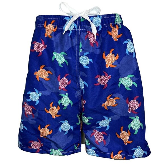 Boy's Swimming Shorts, Kids Pool Trunks, Turtles Print - Picture 1 of 3